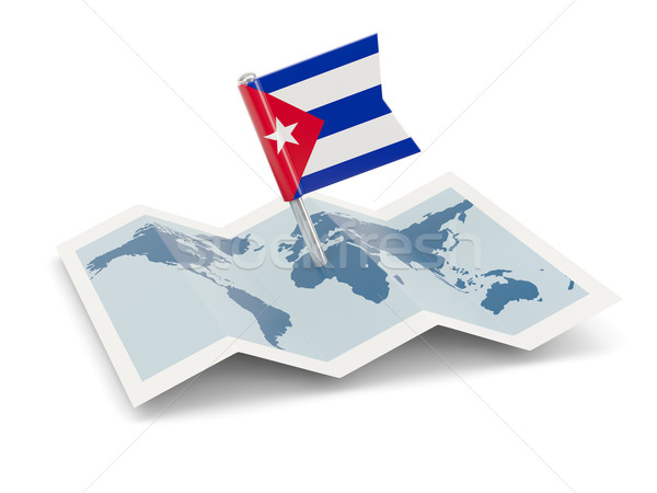 Harita bayrak Küba yalıtılmış beyaz Stok fotoğraf © MikhailMishchenko