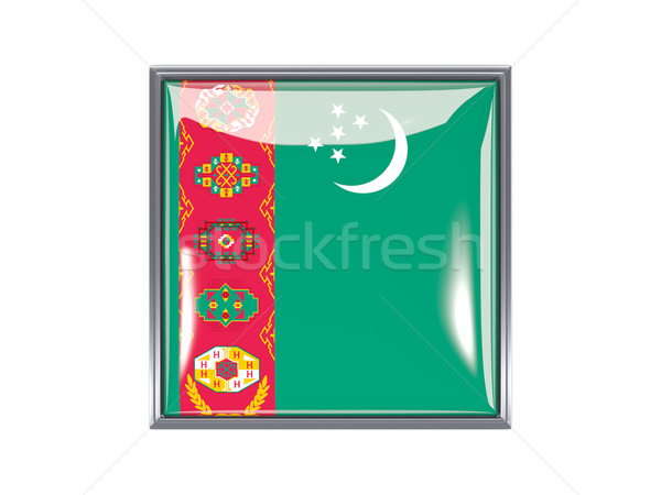 Cuadrados icono bandera Turkmenistán metal marco Foto stock © MikhailMishchenko