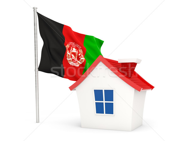 Stock foto: Haus · Flagge · Afghanistan · isoliert · weiß · home