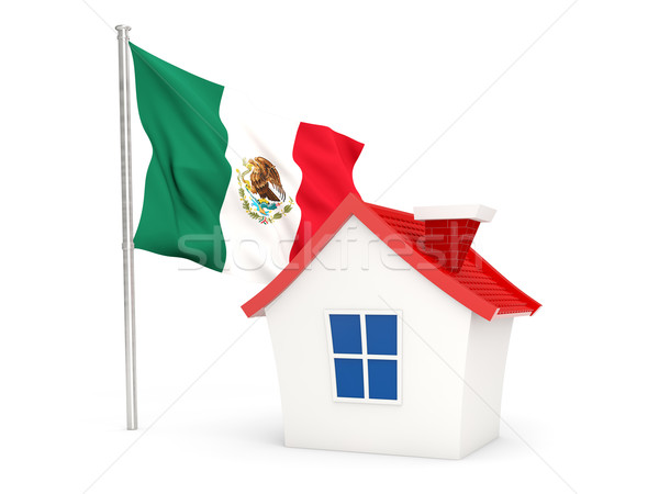 Сток-фото: дома · флаг · Мексика · изолированный · белый · домой