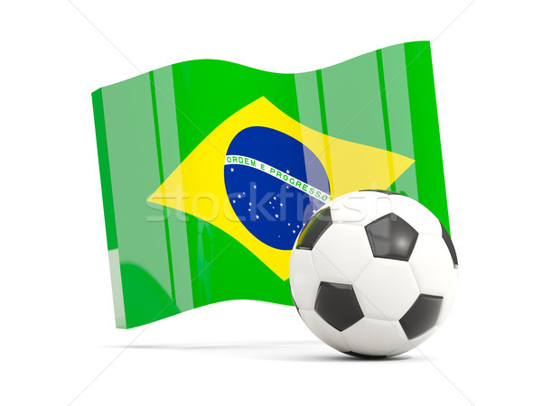 Football with waving flag of brazil isolated on white Stock photo © MikhailMishchenko