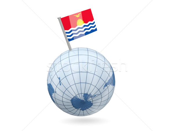 Globo bandeira Kiribati azul isolado branco Foto stock © MikhailMishchenko