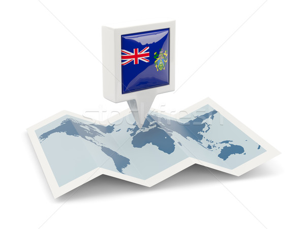 Square pin with flag of pitcairn islands on the map Stock photo © MikhailMishchenko