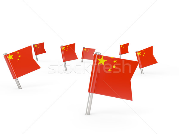 квадратный флаг Китай изолированный белый стране Сток-фото © MikhailMishchenko