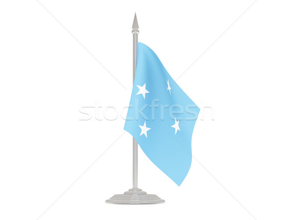 Flag of micronesia with flagpole. 3d render Stock photo © MikhailMishchenko
