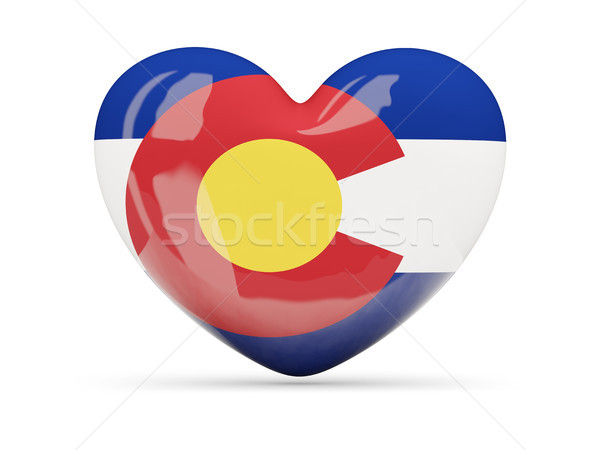 Vlag hart icon geïsoleerd witte 3d illustration Stockfoto © MikhailMishchenko