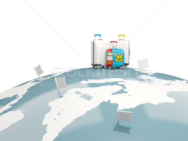 Stock photo: Luggage with flag of saint pierre and miquelon. Three bags on to