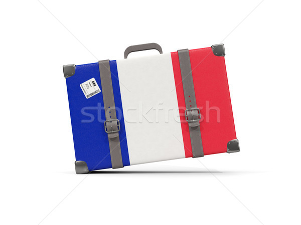 Gepäck Flagge Frankreich Koffer isoliert weiß Stock foto © MikhailMishchenko