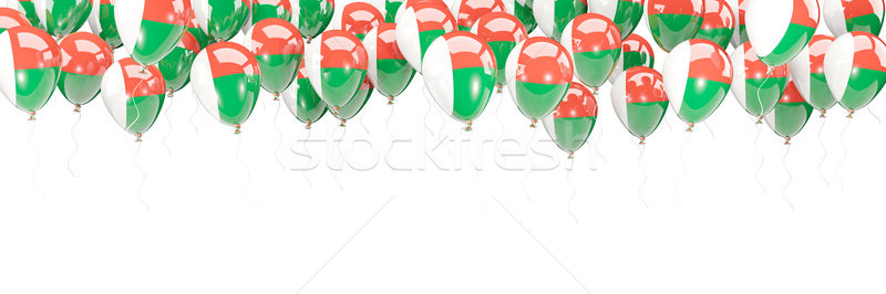 Stock foto: Ballons · Rahmen · Flagge · Madagaskar · isoliert · weiß