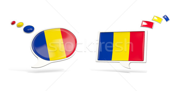 Due chat icone bandiera Romania piazza Foto d'archivio © MikhailMishchenko