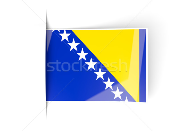 Platz Label Flagge Bosnien-Herzegowina isoliert weiß Stock foto © MikhailMishchenko