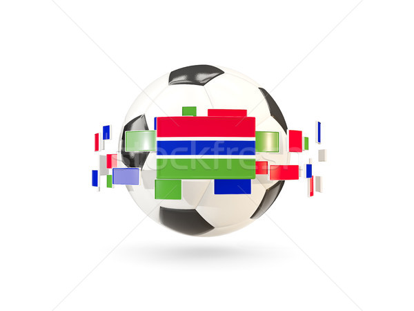 Soccer ball with line of flags. Flag of gambia Stock photo © MikhailMishchenko