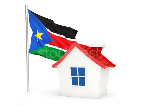 Casa bandiera meridionale Sudan isolato bianco Foto d'archivio © MikhailMishchenko