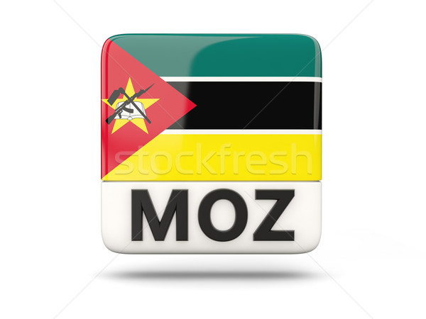 Stock photo: Square icon with flag of mozambique