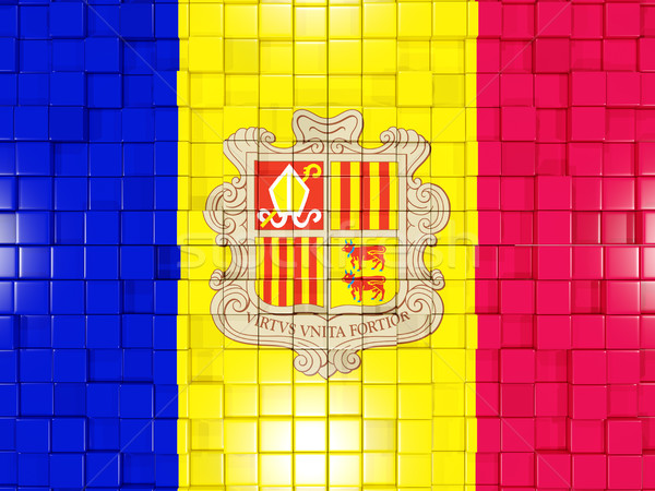 Stock foto: Platz · Teile · Flagge · Andorra · 3D-Darstellung · Mosaik