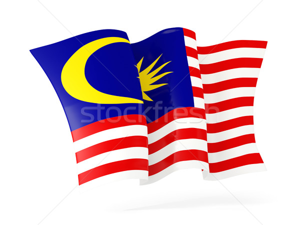 Vlag Maleisië 3d illustration geïsoleerd witte Stockfoto © MikhailMishchenko