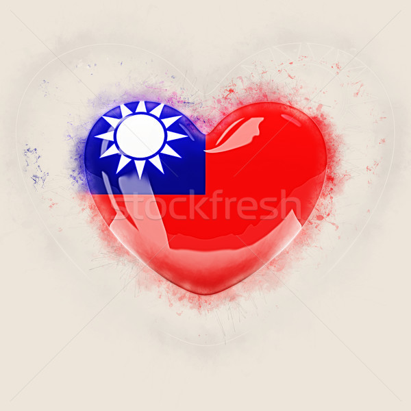 Cuore bandiera Taiwan grunge illustrazione 3d amore Foto d'archivio © MikhailMishchenko