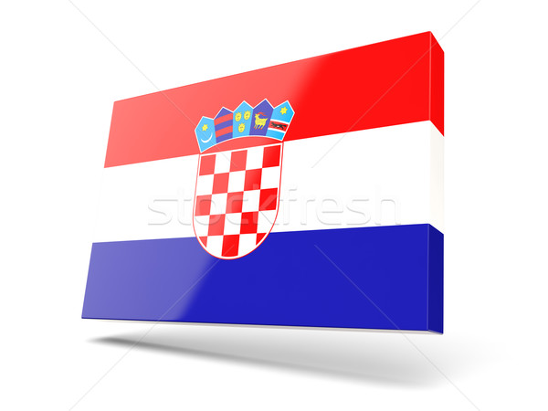 Piazza icona bandiera Croazia isolato bianco Foto d'archivio © MikhailMishchenko