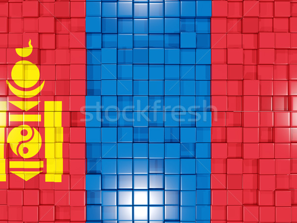 Background with square parts. Flag of mongolia. 3D illustration Stock photo © MikhailMishchenko