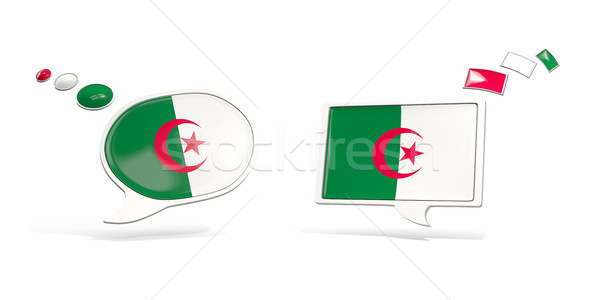 Foto stock: Dos · chat · iconos · bandera · Argelia · cuadrados