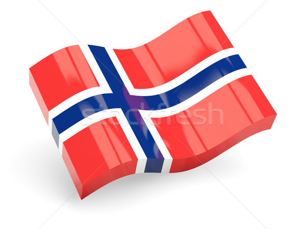 Сток-фото: 3D · флаг · Норвегия · изолированный · белый · волна