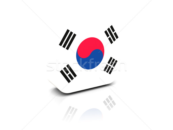 Stock fotó: Tér · ikon · zászló · Dél-Korea · tükröződés · fehér