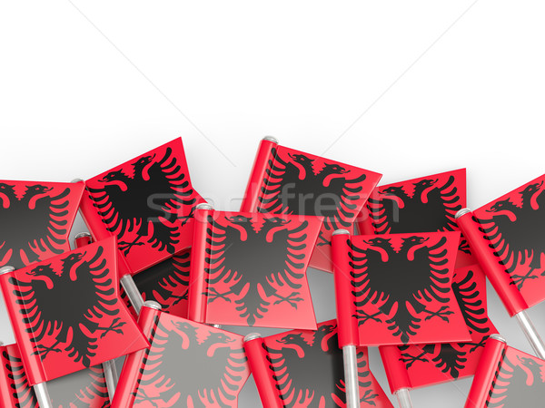 Bandeira pin Albânia isolado branco fundo Foto stock © MikhailMishchenko