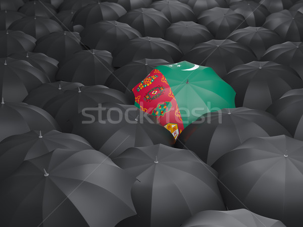 Guarda-chuva bandeira Turcomenistão preto guarda-chuvas viajar Foto stock © MikhailMishchenko