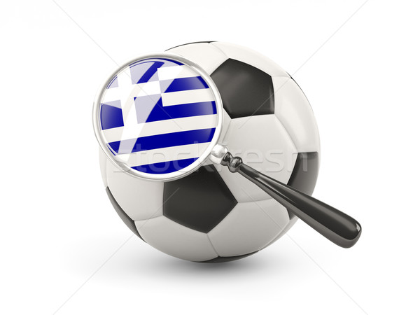 ストックフォト: サッカー · 拡大された · フラグ · ギリシャ · 孤立した · 白