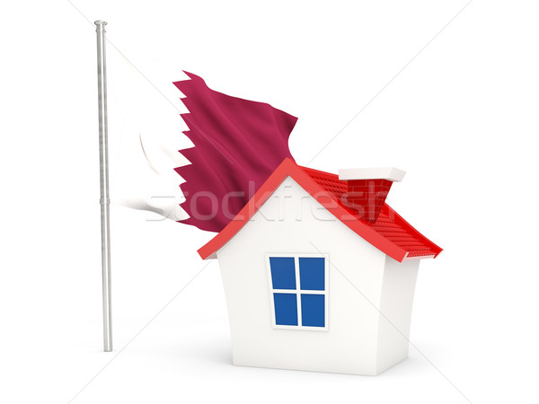 Foto stock: Casa · bandeira · Catar · isolado · branco · viajar