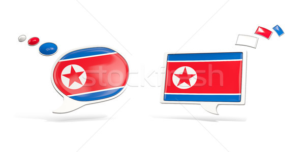 Two chat icons with flag of korea north Stock photo © MikhailMishchenko