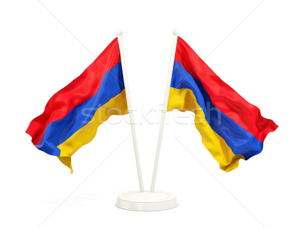 Two waving flags of armenia Stock photo © MikhailMishchenko