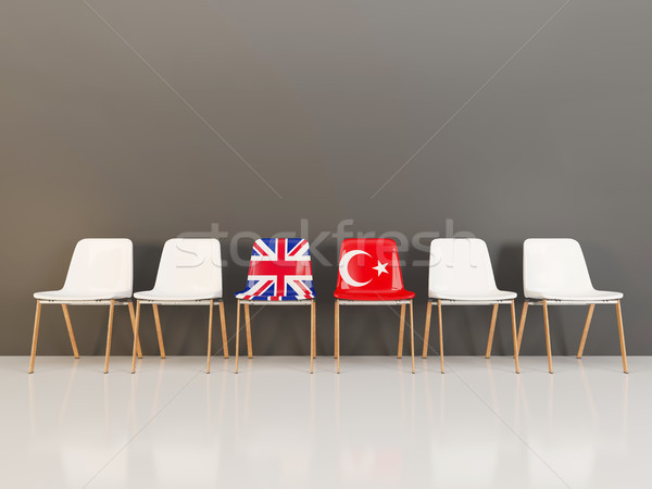Stühle Flagge Vereinigtes Königreich Türkei Zeile 3D-Darstellung Stock foto © MikhailMishchenko