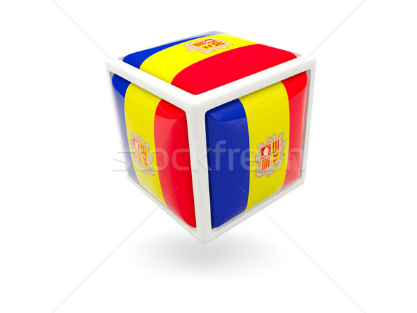 Bandeira Andorra cubo ícone isolado branco Foto stock © MikhailMishchenko