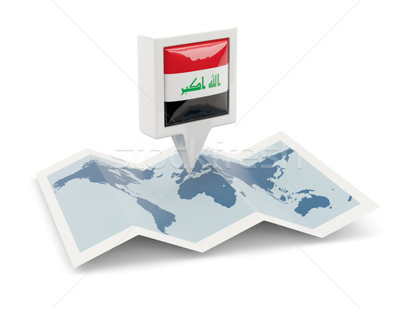 Stock fotó: Tér · tő · zászló · Irak · térkép · utazás