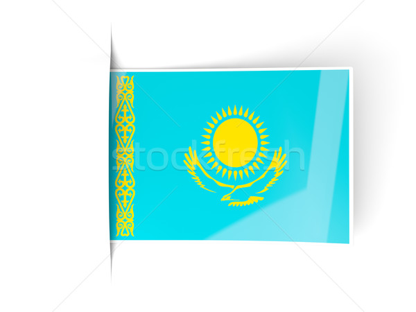 Square label with flag of kazakhstan Stock photo © MikhailMishchenko