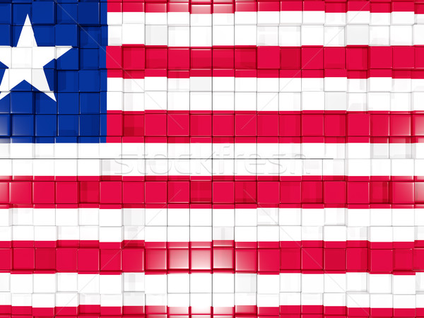 Background with square parts. Flag of liberia. 3D illustration Stock photo © MikhailMishchenko