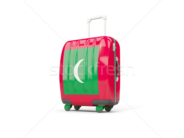 Luggage with flag of maldives. Suitcase isolated on white Stock photo © MikhailMishchenko