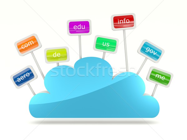 Felhő ikon feliratok domain számítógép terv felirat Stock fotó © MikhailMishchenko