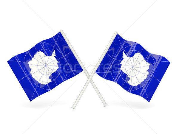 Foto stock: Bandeira · dois · ondulado · bandeiras · isolado · branco