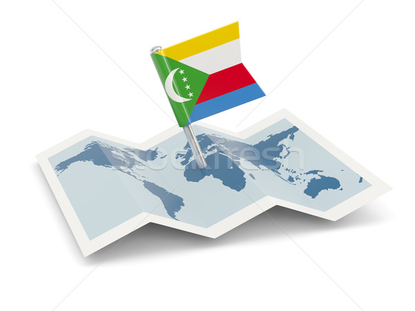 Mappa bandiera Comore isolato bianco Foto d'archivio © MikhailMishchenko