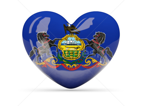 Foto stock: Bandera · corazón · icono · aislado · blanco · 3d