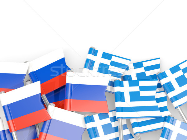 Flag pins of Russia and Greece isolated on white Stock photo © MikhailMishchenko