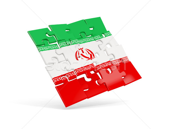 Bilmece bayrak İran yalıtılmış beyaz 3d illustration Stok fotoğraf © MikhailMishchenko