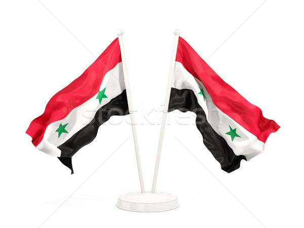Due bandiere Siria isolato bianco Foto d'archivio © MikhailMishchenko