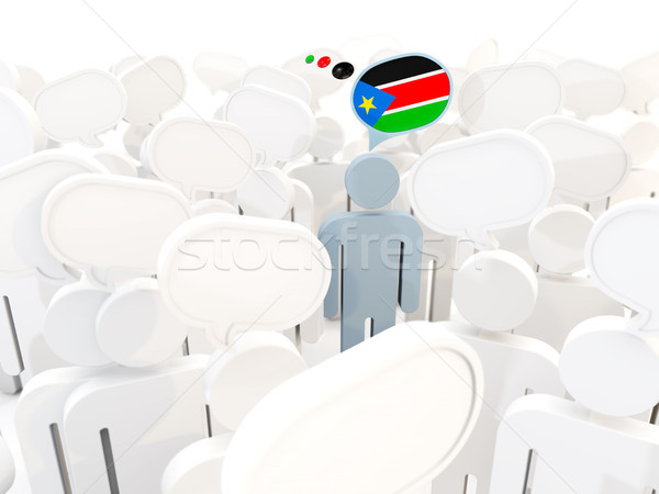 Homem bandeira sul Sudão multidão ilustração 3d Foto stock © MikhailMishchenko