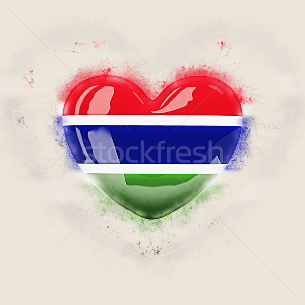 Hart vlag Gambia grunge 3d illustration reizen Stockfoto © MikhailMishchenko