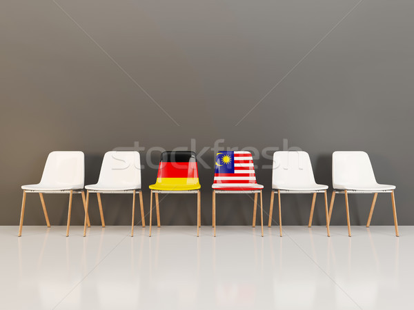 Stoelen vlag Duitsland Maleisië rij 3d illustration Stockfoto © MikhailMishchenko