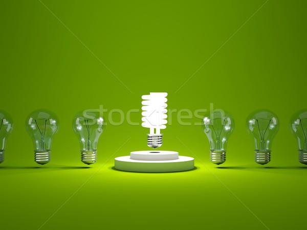 Energy efficient light bulb on podium Stock photo © MikhailMishchenko