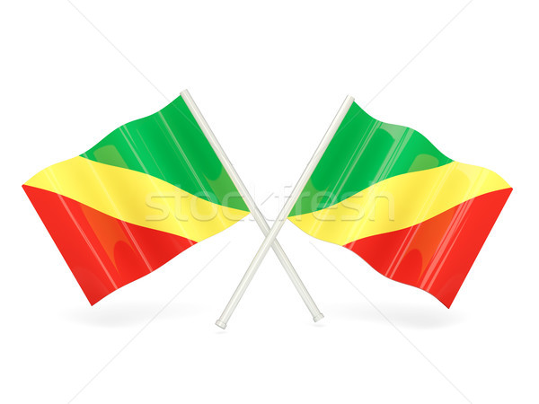 Zászló köztársaság Kongó kettő hullámos zászlók Stock fotó © MikhailMishchenko
